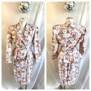 Vintage 90’s Depeche Mode Floral Peplum Skirt Suit